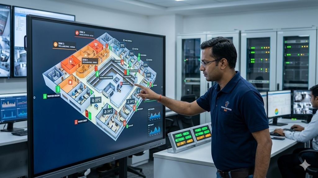 Building management system BMS fire alarm HVAC control room