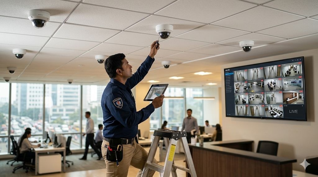 CCTV surveillance dome camera installation NVR office India