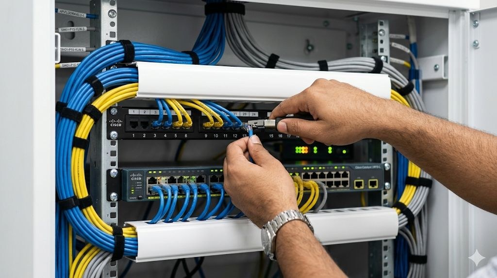Wired networking Cisco patch panel CAT6 installation